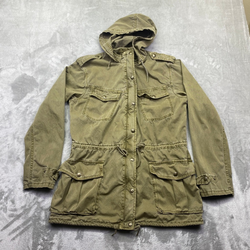 Talula Aritzia Trooper Military Jacket Olive Green Hooded Utility Field Coat M‎